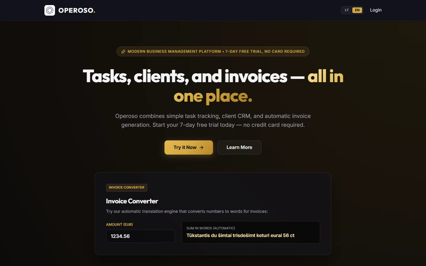 Operoso — Desktop experience