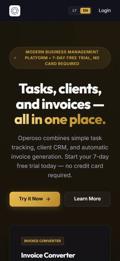 Operoso — Mobile experience